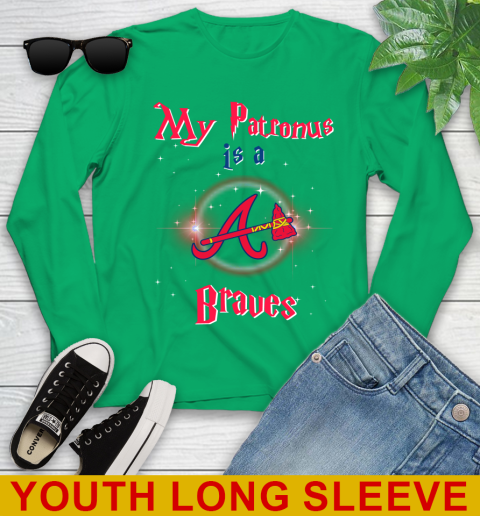 MLB Baseball Harry Potter My Patronus Is A Atlanta Braves Youth Long Sleeve 7