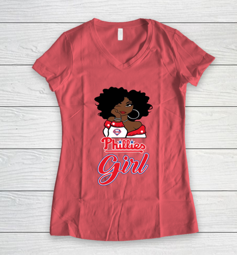 Philadelphia Philliess Girl MLB Women's V-Neck T-Shirt 6