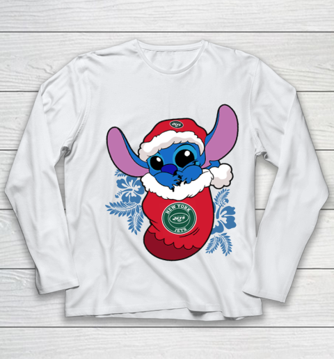 New York Jets Christmas Stitch In The Sock Funny Disney NFL Youth Long Sleeve 2