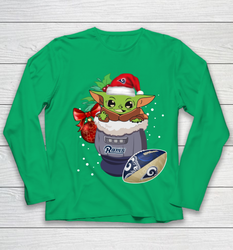 Los Angeles Rams Christmas Baby Yoda Star Wars Funny Happy NFL Youth Long Sleeve 6