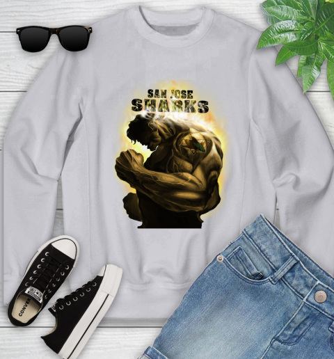 San Jose Sharks NHL Hockey Hulk Marvel Avengers Sports Youth Sweatshirt 3