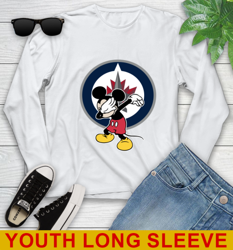 Winnipeg Jets NHL Hockey Dabbing Mickey Disney Sports Youth Long Sleeve