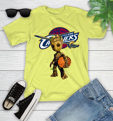 Cleveland Cavaliers NBA Basketball Groot Marvel Guardians Of The Galaxy Youth T-Shirt 8