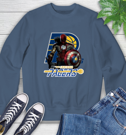 Indiana Pacers NBA Basketball Captain America Thor Spider Man Hawkeye Avengers Sweatshirt 7