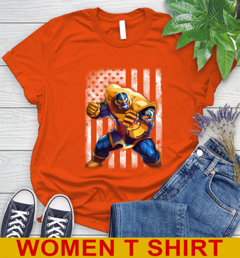 NHL Hockey New York Islanders Thanos Marvel American Flag Shirt Women's T-Shirt 3