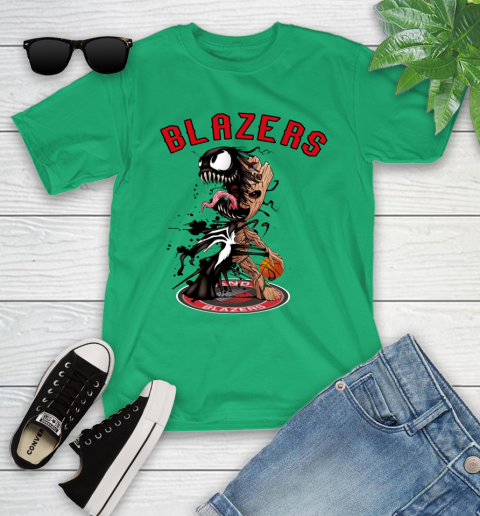 NBA Portland Trail Blazers Basketball Venom Groot Guardians Of The Galaxy Youth T-Shirt 6