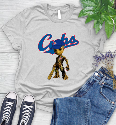 MLB Chicago Cubs Groot Guardians Of The Galaxy Baseball Women's T-Shirt