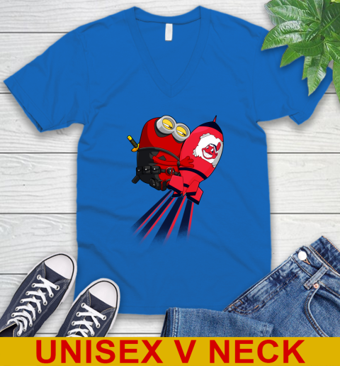 MLB Baseball Cleveland Indians Deadpool Minion Marvel Shirt V-Neck T-Shirt 6 MLB Baseball Cleveland Indians Deadpool Minion Marvel Shirt V-Neck T-Shirt - Image 6