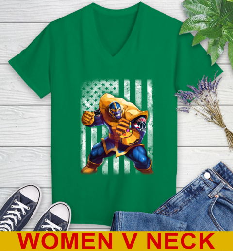 NBA Basketball Washington Wizards Thanos Marvel American Flag Shirt Women's V-Neck T-Shirt 5