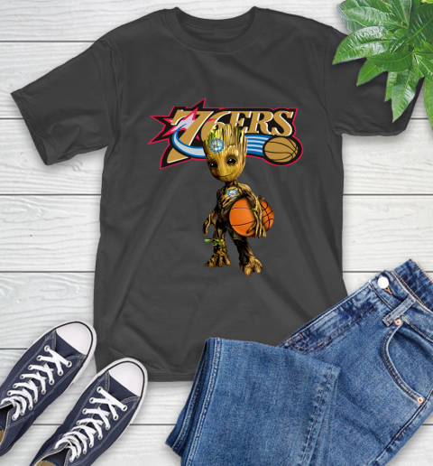 Philadelphia 76ers NBA Basketball Groot Marvel Guardians Of The Galaxy T-Shirt 2