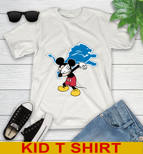 Detroit Lions NFL Football Dabbing Mickey Disney Sports Youth T-Shirt