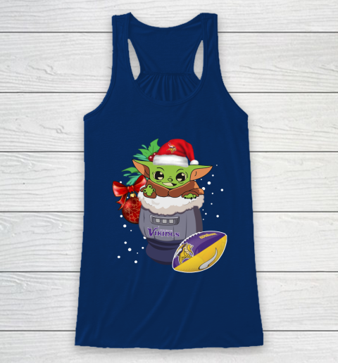 Minnesota Vikings Christmas Baby Yoda Star Wars Funny Happy NFL Racerback Tank 7