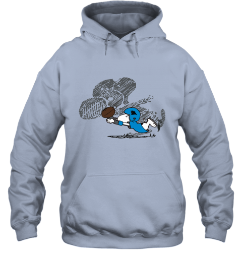 obj1 carolina panthers snoopy plays the football game hoodie 23 front light blue