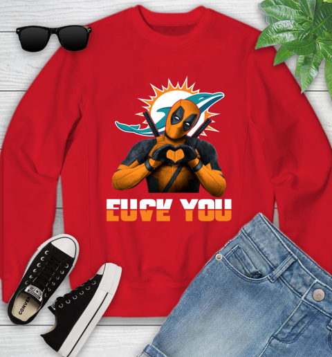 NHL Miami Dolphins Deadpool Love You Fuck You Football Sports Youth Sweatshirt 8