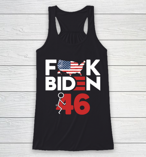 Fuck Biden America Flag  Fuck 46  Anti Biden Supporter Racerback Tank