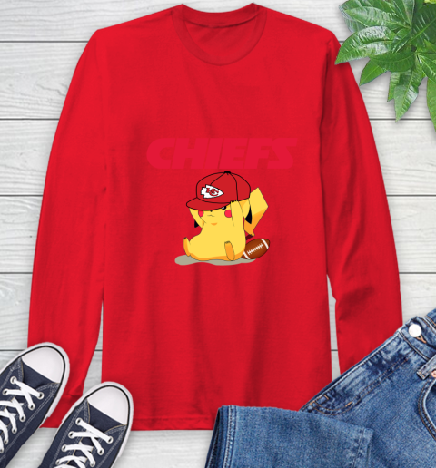 NFL Pikachu Football Sports Kansas City Chiefs Long Sleeve T-Shirt 10