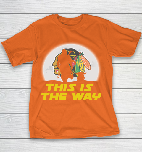 Chicago Blackhawks NHL Ice Hockey Star Wars Yoda And Mandalorian This Is The Way Youth T-Shirt 4