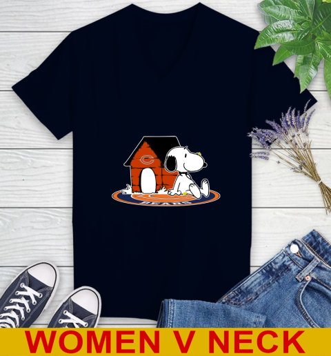 NFL Football Chicago Bears Snoopy The Peanuts Movie Shirt Women's V-Neck T-Shirt 3
