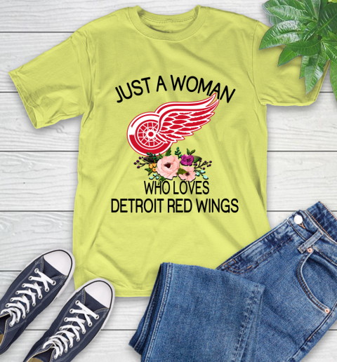NHL Just A Woman Who Loves Detroit Red Wings Hockey Sports T-Shirt 8