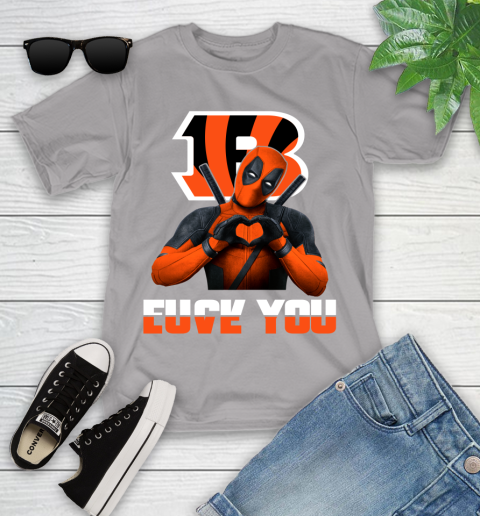 NHL Cincinnati Bengals Deadpool Love You Fuck You Football Sports Youth T-Shirt 4