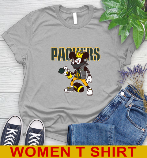Green Bay Packers NFL Football Mickey Peace Sign Sports Women's T-Shirt 5