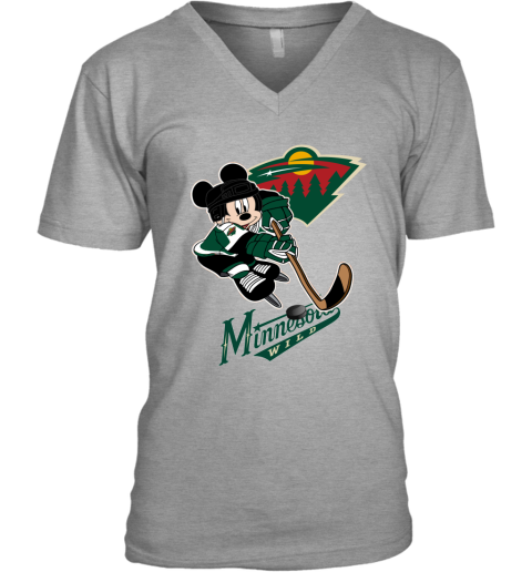 NHL Minnesota Wild Mickey Mouse Disney Hockey T Shirt FHPPECk7Btm v neck unisex 8 95 151514 front sport grey