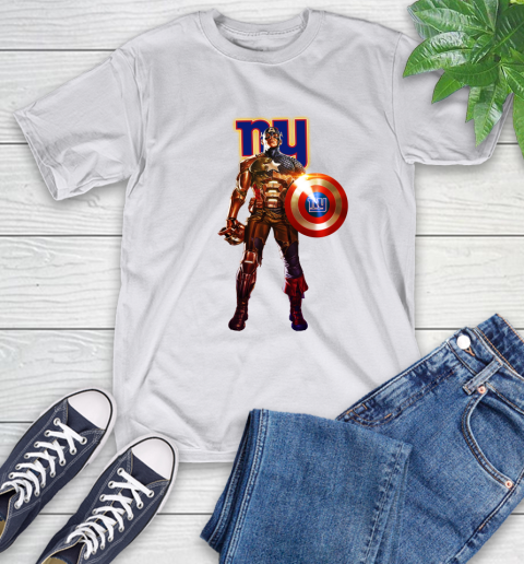 NFL Captain America Marvel Avengers Endgame Football Sports New York Giants T-Shirt 12