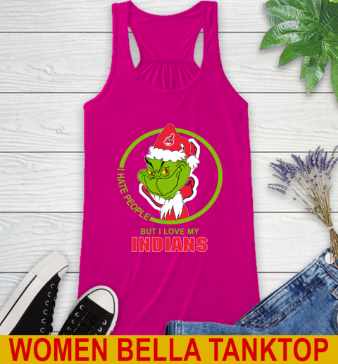 Cleveland Indians MLB Christmas Grinch I Hate People But I Love My Favorite Baseball Team Racerback Tank 8