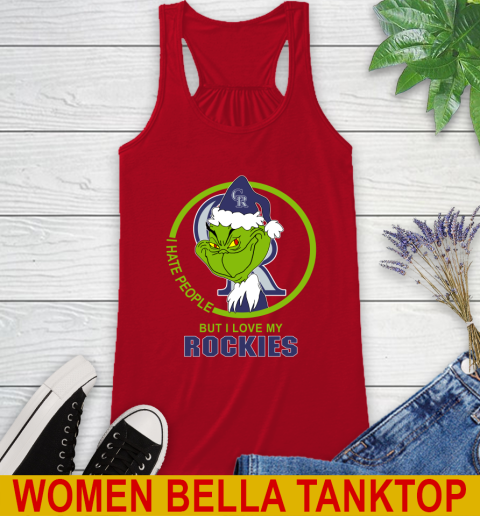 Colorado Rockies MLB Christmas Grinch I Hate People But I Love My Favorite Baseball Team Racerback Tank 6