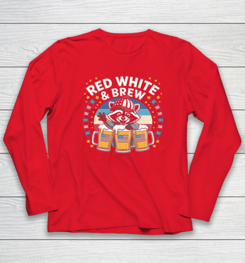 Funny Raccoon red white and brew Independence Day 4th of July Long Sleeve T-Shirt 6