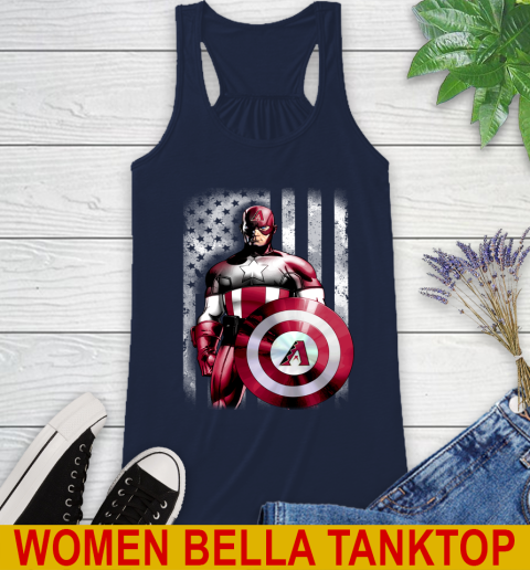 Arizona Diamondbacks MLB Baseball Captain America Marvel Avengers American Flag Shirt Racerback Tank 9