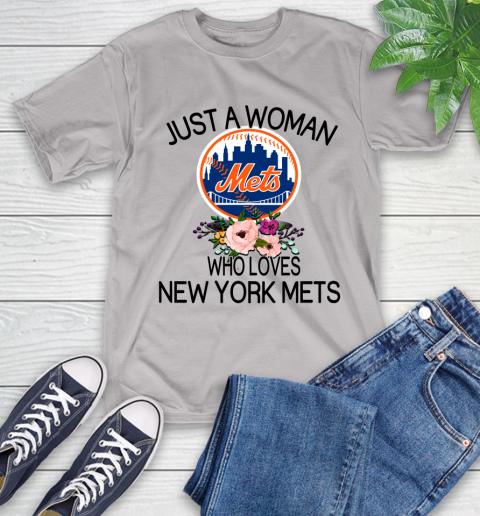 MLB Just A Woman Who Loves New York Mets Baseball Sports T-Shirt 12