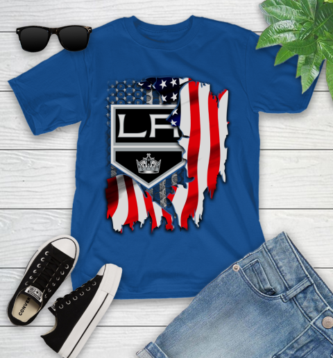 Los Angeles Kings NHL Hockey American Flag Youth T-Shirt 12