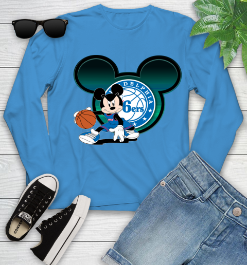 NBA Philadelphia 76ers Mickey Mouse Disney Basketball Youth Long Sleeve 7