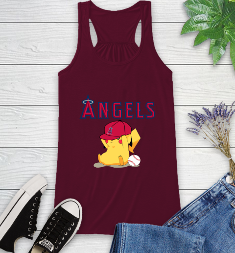 MLB Pikachu Baseball Sports Los Angeles Angels Racerback Tank 3