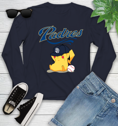 MLB Pikachu Baseball Sports San Diego Padres Youth Long Sleeve 3