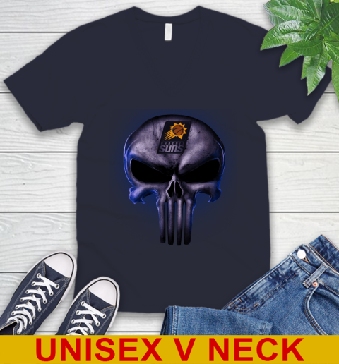 Phoenix Suns NBA Basketball Punisher Skull Sports V-Neck T-Shirt 2