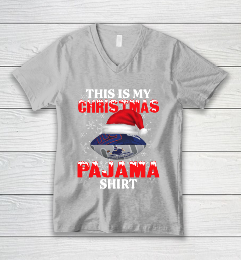 New York Giants This Is My Christmas Pajama Shirt NFL V-Neck T-Shirt 3