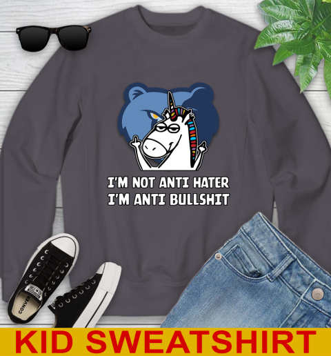 Memphis Grizzlies NBA Basketball Unicorn I'm Not Anti Hater I'm Anti Bullshit Youth Sweatshirt 6