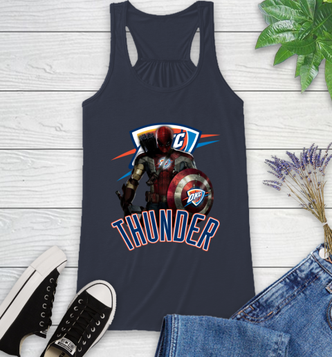 Oklahoma City Thunder NBA Basketball Captain America Thor Spider Man Hawkeye Avengers Racerback Tank 12
