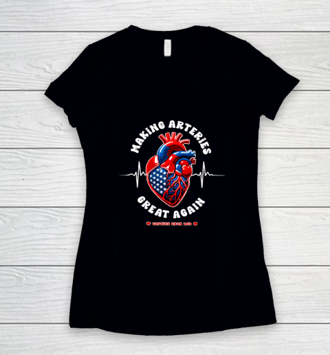 Making Arteries Great Again, Cardiac Cath Lab Women's V-Neck T-Shirt