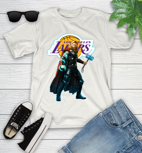 NBA Thor Avengers Endgame Basketball Los Angeles Lakers Youth T-Shirt