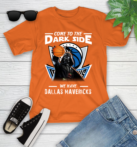 NBA Come To The Dark Side We Have Dallas Mavericks Star Wars Darth Vader Basketball Youth T-Shirt 9