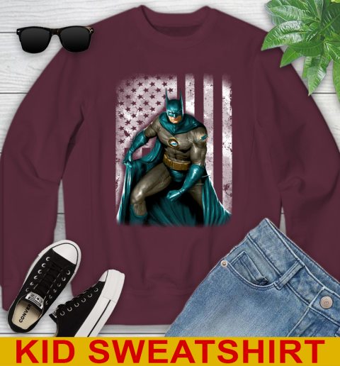 Miami Dolphins NFL Football Batman DC American Flag Shirt Youth Sweatshirt 4