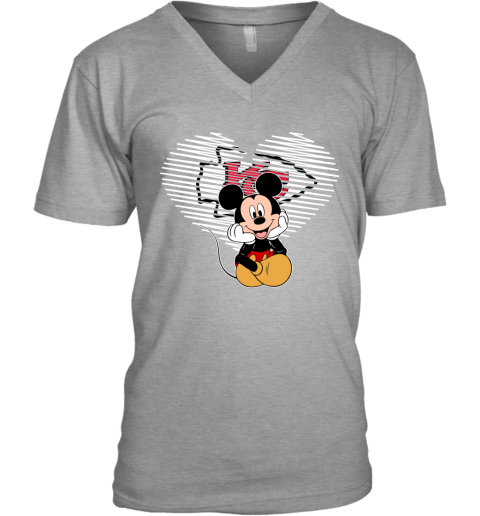 NFL Kansas City Chiefs The Heart Mickey Mouse Disney Football T Shirt ZqtGVuJxzVk v neck unisex 8 95 151514 front sport grey