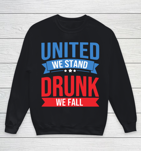 Beer Lover Funny Shirt United We Stand Gift, Drunk We Fall Funny 4th Of July Funny America Youth Sweatshirt