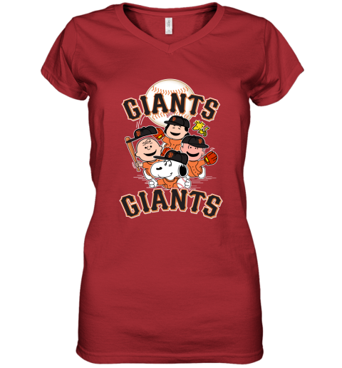 MLB San Francisco Giants Snoopy Charlie Brown Woodstock The Peanuts Movie Baseball  T Shirt_000 V-Neck T-Shirt