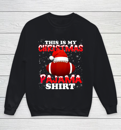 Football Christmas Gifts Santa Hat Funny Xmas Pajamas Youth Sweatshirt
