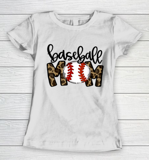 Baseball Mom Leopard Funny Softball Mom Shirt Mother s Day Women's T-Shirt
