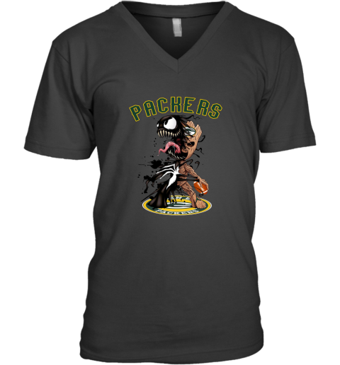 NFL Green Bay Packers Football Venom Groot Guardians Of The Galaxy n2GzHW7l6zv v neck unisex 8 95 151514 front black